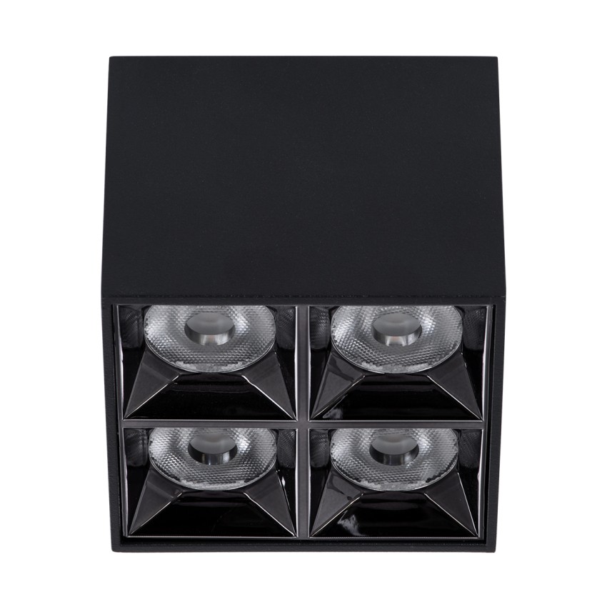 LUMINAR SUPERIOR  Επιφανειακό LED Spot Downlight TrimLess 14W 1960lm 36° AC 220-240V IP20 Μ8.2 x Π8.2 x Υ6.6cm - Μαύρο με Κάτοπτρο Χρωμίου - Φυσικό Λευκό 4500K - Bridgelux High Lumen Chip Gen2 - TÜV Certified Driver