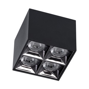 LUMINAR SUPERIOR  Επιφανειακό LED Spot Downlight TrimLess 14W 1890lm 36° AC 220-240V IP20 Μ8.2 x Π8.2 x Υ6.6cm - Μαύρο με Κάτοπτρο Χρωμίου - Θερμό Λευκό 2700K - Bridgelux High Lumen Chip Gen2 - TÜV Certified Driver