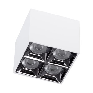LUMINAR SUPERIOR  Επιφανειακό LED Spot Downlight TrimLess 14W 1890lm 36° AC 220-240V IP20 Μ8.2 x Π8.2 x Υ6.6cm - Λευκό με Κάτοπτρο Χρωμίου - Θερμό Λευκό 2700K - Bridgelux High Lumen Chip Gen2 - TÜV Certified Driver
