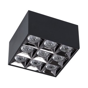 LUMINAR SUPERIOR  Επιφανειακό LED Spot Downlight TrimLess 30W 4050lm 36° AC 220-240V IP20 Μ12 x Π12 x Υ6.6cm - Μαύρο με Κάτοπτρο Χρωμίου - Θερμό Λευκό 2700K - Bridgelux High Lumen Chip Gen2 - TÜV Certified Driver