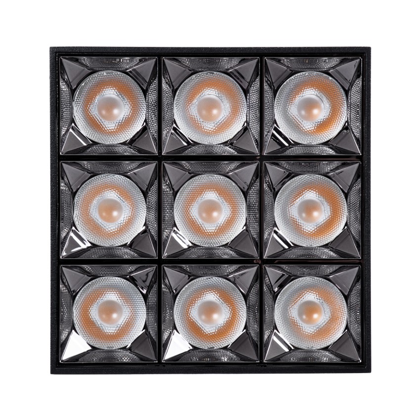 LUMINAR SUPERIOR  Επιφανειακό LED Spot Downlight TrimLess 30W 4050lm 36° AC 220-240V IP20 Μ12 x Π12 x Υ6.6cm - Μαύρο με Κάτοπτρο Χρωμίου - Θερμό Λευκό 2700K - Bridgelux High Lumen Chip Gen2 - TÜV Certified Driver