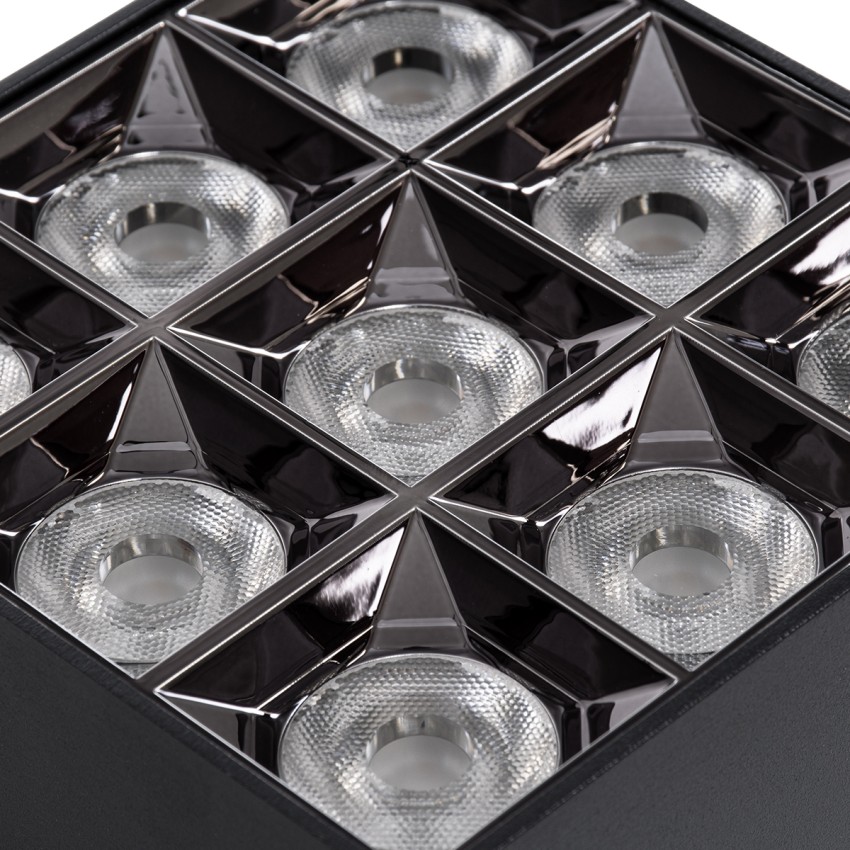 LUMINAR SUPERIOR  Επιφανειακό LED Spot Downlight TrimLess 30W 4050lm 36° AC 220-240V IP20 Μ12 x Π12 x Υ6.6cm - Μαύρο με Κάτοπτρο Χρωμίου - Θερμό Λευκό 2700K - Bridgelux High Lumen Chip Gen2 - TÜV Certified Driver