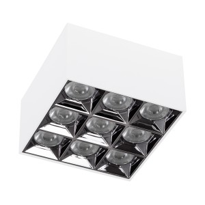 LUMINAR SUPERIOR  Επιφανειακό LED Spot Downlight TrimLess 30W 4050lm 36° AC 220-240V IP20 Μ12 x Π12 x Υ6.6cm - Λευκό με Κάτοπτρο Χρωμίου - Θερμό Λευκό 2700K - Bridgelux High Lumen Chip Gen2 - TÜV Certified Driver