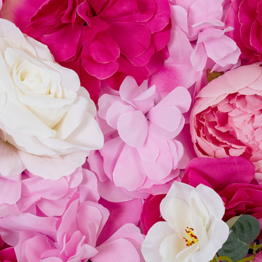 Τεχνητός Κήπος ROSALIE  Τεχνητό Διακοσμητικό Πάνελ Λουλουδιών - Κάθετος Κήπος σύνθεση Ροζαλί Μ60 x Π40 x Υ6cm