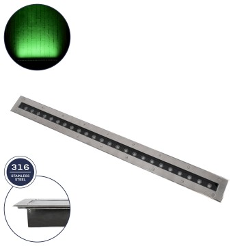 UNDERGROUND-REMVI  Χωνευτό Φωτιστικό Wall Washer Δαπέδου LED 18W 1440lm 10° DC 24V Αδιάβροχο IP68 L100 x W9 x H7.2cm Πράσινο - Ανοξείδωτο Ατσάλι