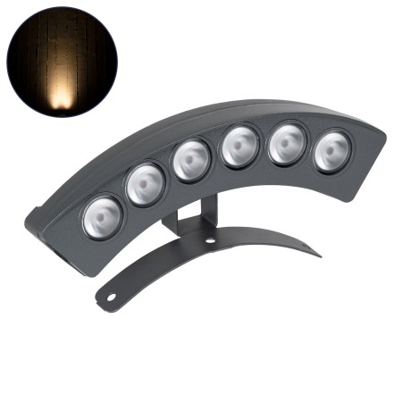 GLOBOSTAR® TREELIGHT-E  Κυρτή Μπάρα Φωτισμού Wall Washer για Φυτά - Δέντρα LED 6W 660lm 15° DC 24V Αδιάβροχο IP65 Θερμό Λευκό 2700K Dimmable - Γκρι Ανθρακί - Μ17.5 x Π4.5 x Υ8cm