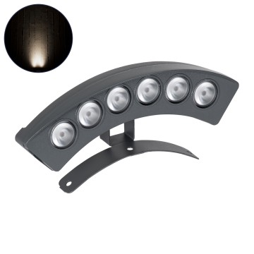 GLOBOSTAR® TREELIGHT-E  Κυρτή Μπάρα Φωτισμού Wall Washer για Φυτά - Δέντρα LED 6W 690lm 15° DC 24V Αδιάβροχο IP65 Φυσικό Λευκό 4500K Dimmable - Γκρι Ανθρακί - Μ17.5 x Π4.5 x Υ8cm