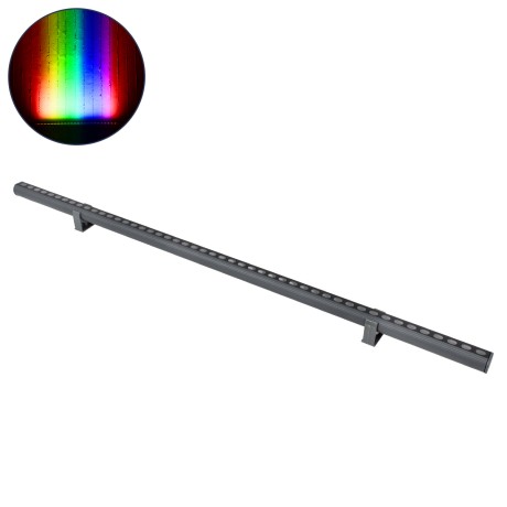 GLOBOSTAR® WASHER-STELLAR  Μπάρα Φωτισμού Wall Washer LED 12W 1020lm 30° DC 24V Αδιάβροχο IP65 Πολύχρωμο RGBW Dimmable DMX512 - Γκρι Ανθρακί - Μ100 x Π3.2 x Υ3cm