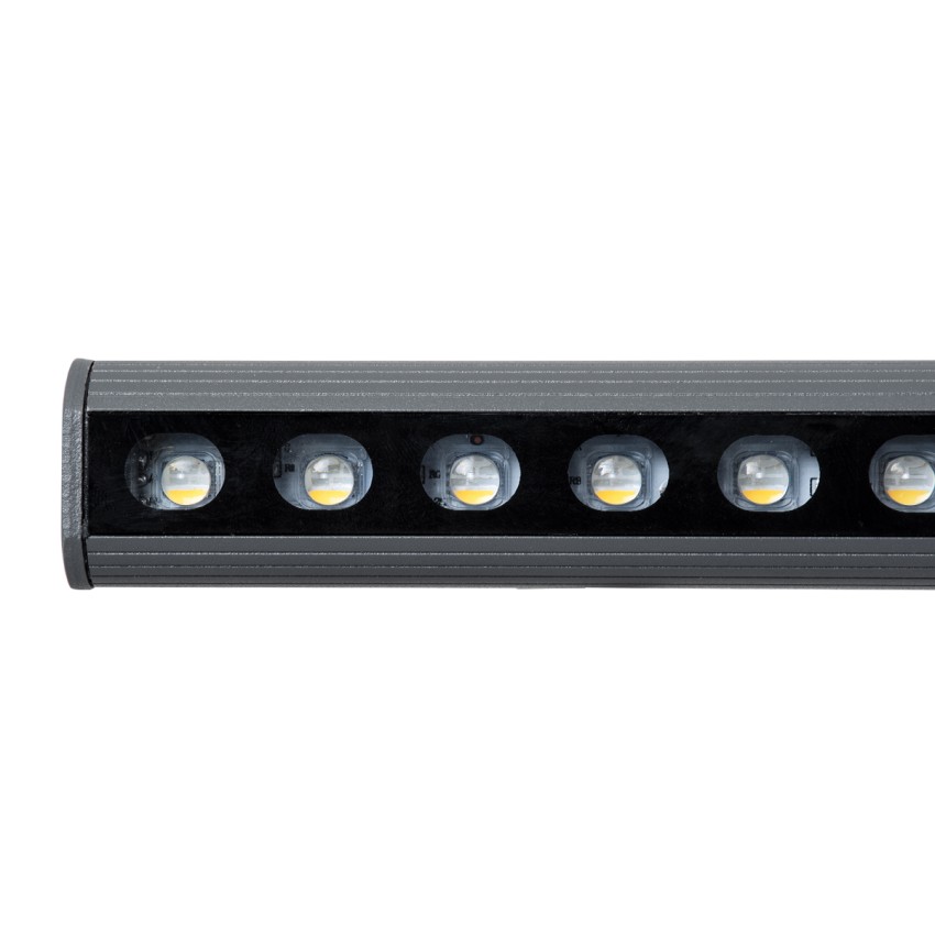 GLOBOSTAR® WASHER-STELLAR  Μπάρα Φωτισμού Wall Washer LED 12W 1020lm 30° DC 24V Αδιάβροχο IP65 Πολύχρωμο RGBW Dimmable DMX512 - Γκρι Ανθρακί - Μ100 x Π3.2 x Υ3cm