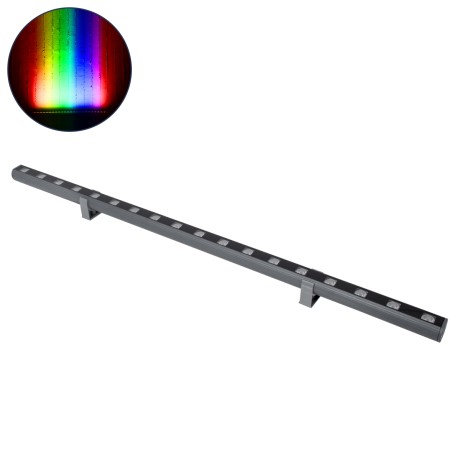 GLOBOSTAR® WASHER-PANDA  Μπάρα Φωτισμού Wall Washer LED 36W 3060lm 15° DC 24V Αδιάβροχο IP65 Πολύχρωμο RGBW Dimmable DMX512 - Γκρι Ανθρακί - Μ100 x Π4 x Υ3.5cm