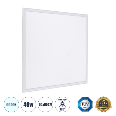 Χωνευτό LED Panel Milky Super Slim 60x60cm 40W 4000lm 120° CRI≥80Ra UGR<19 AC 220-240V IP20 Μ60 x Π60 x Υ1.5cm - Ψυχρό Λευκό 6000K - TÜV Certified Driver