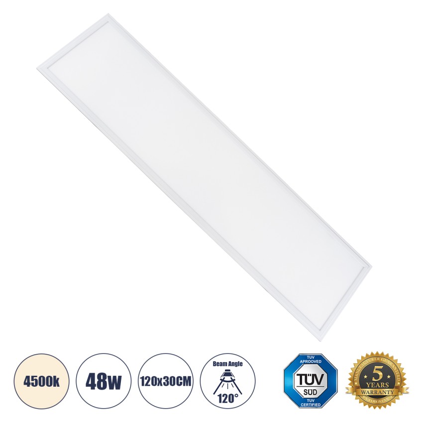 Χωνευτό LED Panel Milky Super Slim 120x30cm 48W 4560lm 120° CRI≥80Ra UGR<19 AC 220-240V IP20 Μ120 x Π30 x Υ1.5cm - Φυσικό Λευκό 4500K - TÜV Certified Driver