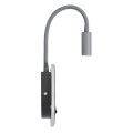 GLOBOSTAR® GOOSE  Μοντέρνο Φωτιστικό Τοίχου - Απλίκα Ξενοδοχείου Reading Light με Φορτιστή USB 3A LED 6W 600lm 36° & 360° AC 220-240V IP20 Φυσικό Λευκό 4500K - CREE XPE & Lumileds SMD Chip & TÜV SÜD Driver - Γκρι Ανθρακί Ματ - Μ15.5 x Π15 x Υ3