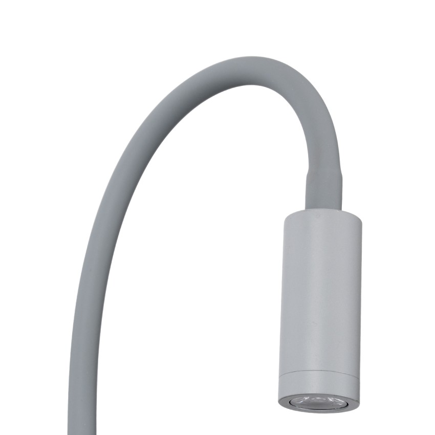 GLOBOSTAR® GOOSE  Μοντέρνο Φωτιστικό Τοίχου - Απλίκα Ξενοδοχείου Reading Light με Φορτιστή USB 3A LED 6W 600lm 36° & 360° AC 220-240V IP20 Φυσικό Λευκό 4500K - CREE XPE & Lumileds SMD Chip & TÜV SÜD Driver - Γκρι Ανθρακί Ματ - Μ15.5 x Π15 x Υ3