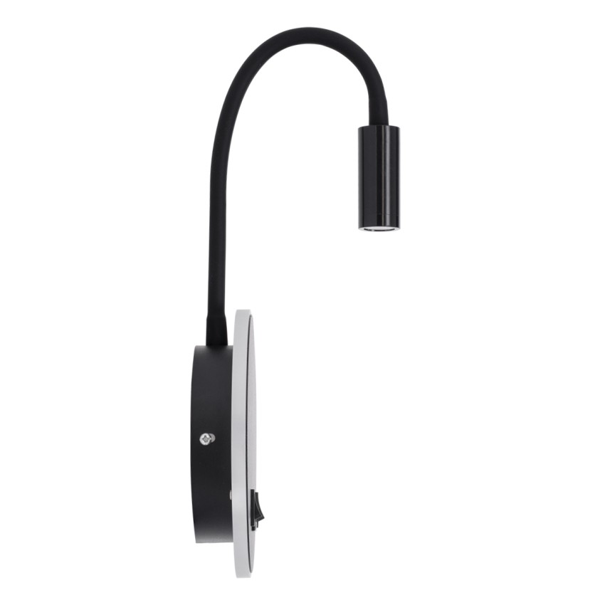 GLOBOSTAR® GOOSE  Μοντέρνο Φωτιστικό Τοίχου - Απλίκα Ξενοδοχείου Reading Light με Φορτιστή USB 3A LED 6W 600lm 36° & 360° AC 220-240V IP20 Φυσικό Λευκό 4500K - CREE XPE & Lumileds SMD Chip & TÜV SÜD Driver - Μαύρο Ματ - Μ15.5 x Π15 x Υ30.5cm