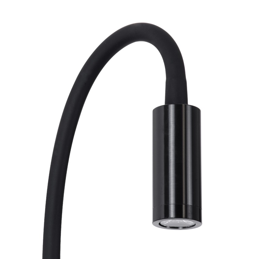 GLOBOSTAR® GOOSE  Μοντέρνο Φωτιστικό Τοίχου - Απλίκα Ξενοδοχείου Reading Light με Φορτιστή USB 3A LED 6W 600lm 36° & 360° AC 220-240V IP20 Φυσικό Λευκό 4500K - CREE XPE & Lumileds SMD Chip & TÜV SÜD Driver - Μαύρο Ματ - Μ15.5 x Π15 x Υ30.5cm