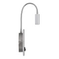 GLOBOSTAR® GOOSE  Μοντέρνο Φωτιστικό Τοίχου - Απλίκα Ξενοδοχείου Reading Light με Φορτιστή USB 3A LED 6W 600lm 36° & 360° AC 220-240V IP20 Φυσικό Λευκό 4500K - CREE XPE & Lumileds SMD Chip & TÜV SÜD Driver - Νίκελ Βούρτσας - Μ15.5 x Π15 x Υ30.