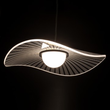 GLOBOSTAR® ACRYLICA  Μοντέρνο Κρεμαστό Φωτιστικό Οροφής LED 20W 2240lm 360° AC 220-240V IP20 Ρυθμιζόμενο Λευκό CCT με On/Off 2700K/4500K/6000K - Lumileds SMD Chip - Διάφανο & Μαύρο Ματ - Μ40 x Π40 x Υ6.5cm