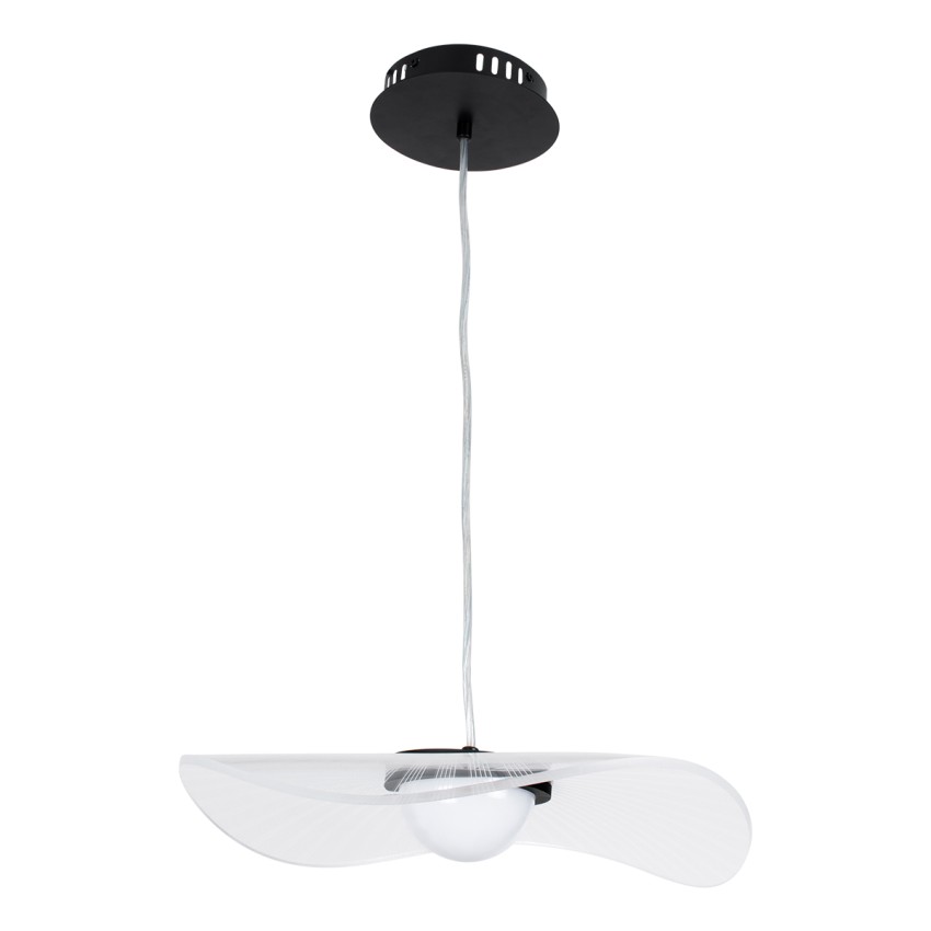 GLOBOSTAR® ACRYLICA  Μοντέρνο Κρεμαστό Φωτιστικό Οροφής LED 20W 2240lm 360° AC 220-240V IP20 Ρυθμιζόμενο Λευκό CCT με On/Off 2700K/4500K/6000K - Lumileds SMD Chip - Διάφανο & Μαύρο Ματ - Μ40 x Π40 x Υ6.5cm