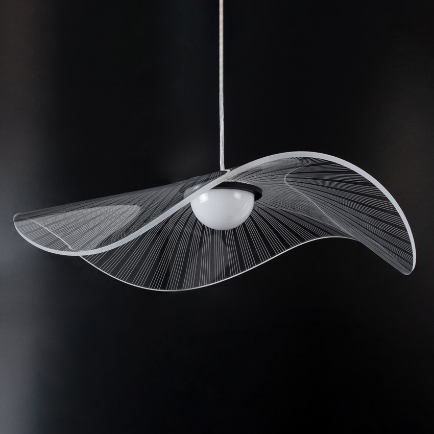 ACRYLICA  Κρεμαστό Φωτιστικό Οροφής Design LED CCT 20W 2240lm 360° AC 220-240V - Εναλλαγή Φωτισμού μέσω Διακόπτη On/Off All In One Ψυχρό 6000k+Φυσικό 4500k+Θερμό 2700k Φ60cm - Μαύρο με Διάφανο Laser Designed Plexiglass