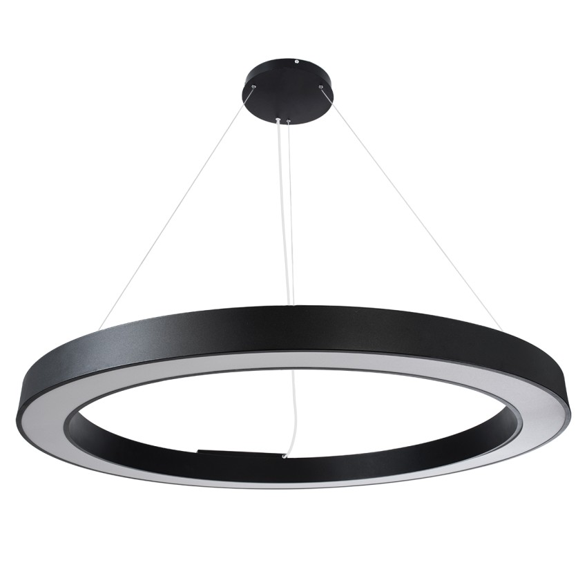 RA  Κρεμαστό Φωτιστικό Δαχτυλίδι-Κύκλος LED CCT 100W 11020lm 120° AC 220-240V - Εναλλαγή Φωτισμού μέσω Τηλεχειριστηρίου All In One Ψυχρό 6000k+Φυσικό 4500k+Θερμό 2700k Dimmable Φ120cm - Μαύρο