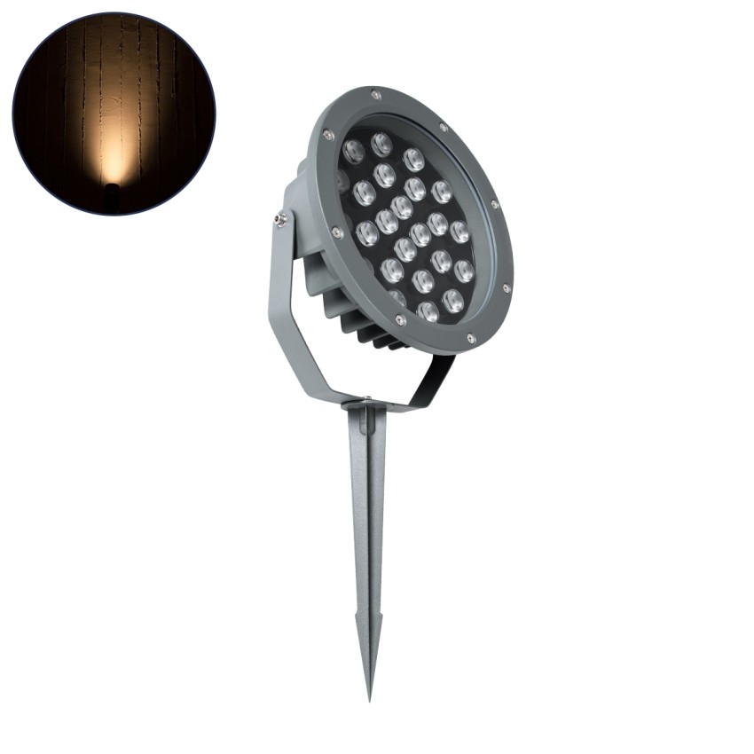 TREELIGHT-RIVA  Σποτ Φωτισμού Ειδικό για Φυτά - Δέντρα με Βάση Κήπου / Καρφωτό LED 24W 2040lm 10° DC 24V Αδιάβροχο IP67 Φ20.5 x Υ6.5cm Αρχιτεκτονικό Πορτοκαλί 2200K - Γκρι Ανθρακί
