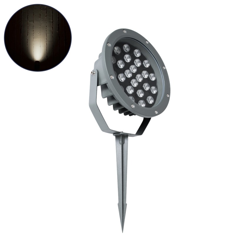 TREELIGHT-RIVA  Σποτ Φωτισμού Ειδικό για Φυτά - Δέντρα με Βάση Κήπου / Καρφωτό LED 24W 2280lm 10° DC 24V Αδιάβροχο IP67 Φ20.5 x Υ6.5cm Φυσικό Λευκό 4500K - Γκρι Ανθρακί