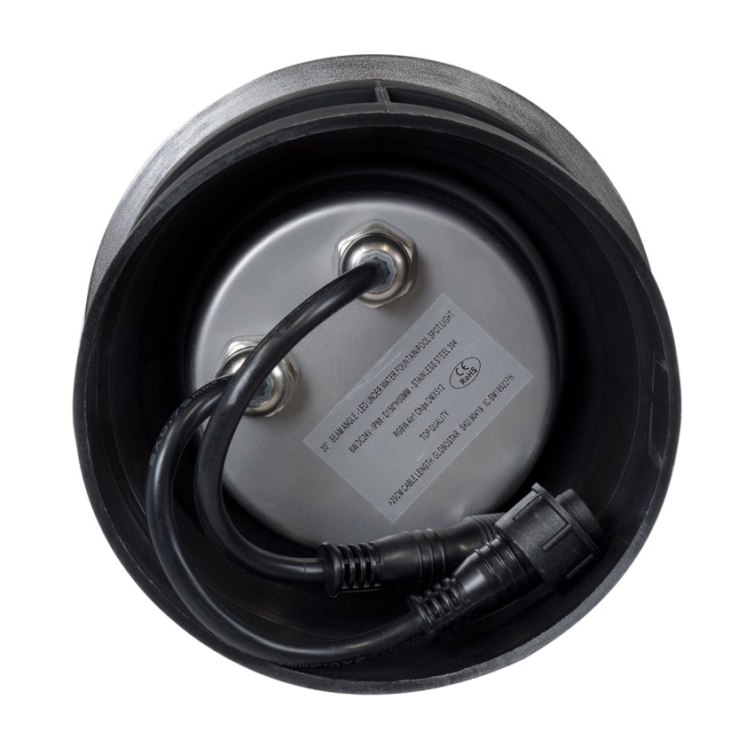 UNDERWATER-YUNI  Υποβρύχιο Χωνευτό Φωτιστικό Σποτ Ειδικό για Σιντριβάνια LED 6W 510lm 30° DC 24V Αδιάβροχο IP68 Φ15 x Υ10cm RGBW DMX512 - Ανοξείδωτο Ατσάλι