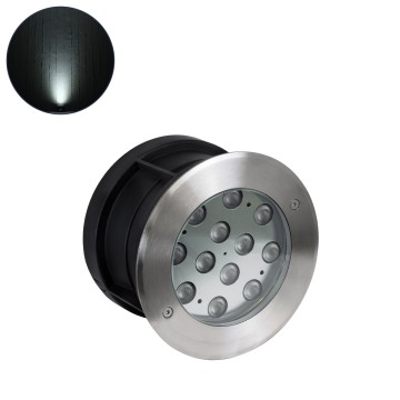 UNDERWATER-TUNI  Υποβρύχιο Χωνευτό Φωτιστικό Σποτ Ειδικό για Σιντριβάνια LED 12W 1200lm 30° DC 24V Αδιάβροχο IP68 Φ18 x Υ11cm Ψυχρό Λευκό 6000K - Ανοξείδωτο Ατσάλι