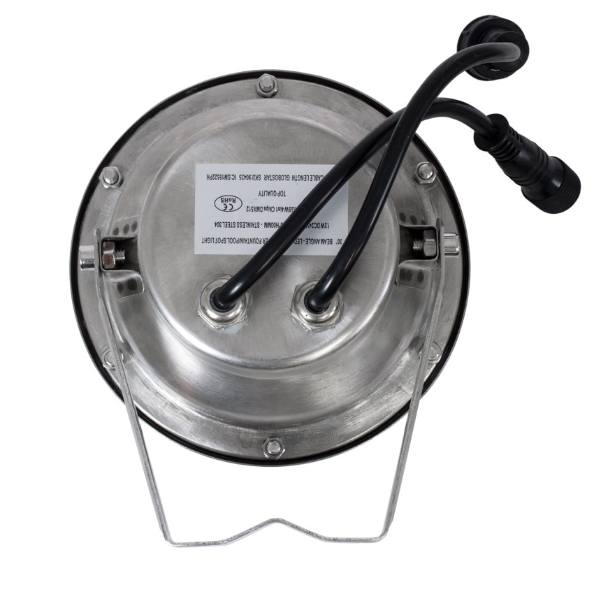 GLOBOSTAR® UNDERWATER-JERRY  Υποβρύχιο Επιφανειακό Σποτ για Σιντριβάνια/Πισίνες LED 12W 1020lm 30° DC 24V Αδιάβροχο IP68 RGBW DMX512 Dimmable - Ανοξείδωτο Ατσάλι 304 - Μ14.5 x Π7 x Υ19cm