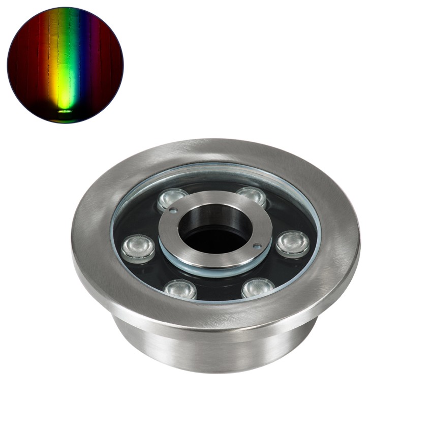 UNDERWATER-DENIS  Υποβρύχιο Χωνευτό Φωτιστικό Σποτ Ειδικό για Σιντριβάνια - Πισίνες - Τζακούζι LED 9W 765lm 30° DC 24V Αδιάβροχο IP68 Φ16.7 x Υ7.5cm RGBW DMX512 - Ανοξείδωτο Ατσάλι SS304