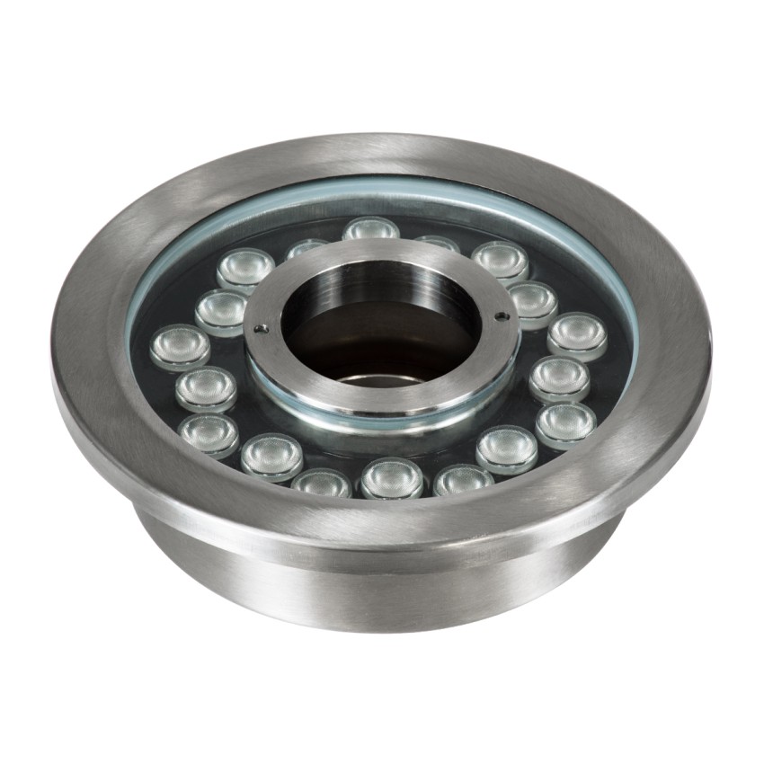 UNDERWATER-DENIS  Υποβρύχιο Χωνευτό Φωτιστικό Σποτ Ειδικό για Σιντριβάνια - Πισίνες - Τζακούζι LED 18W 1530lm 30° DC 24V Αδιάβροχο IP68 Φ21.5 x Υ8cm RGBW DMX512 - Ανοξείδωτο Ατσάλι SS304