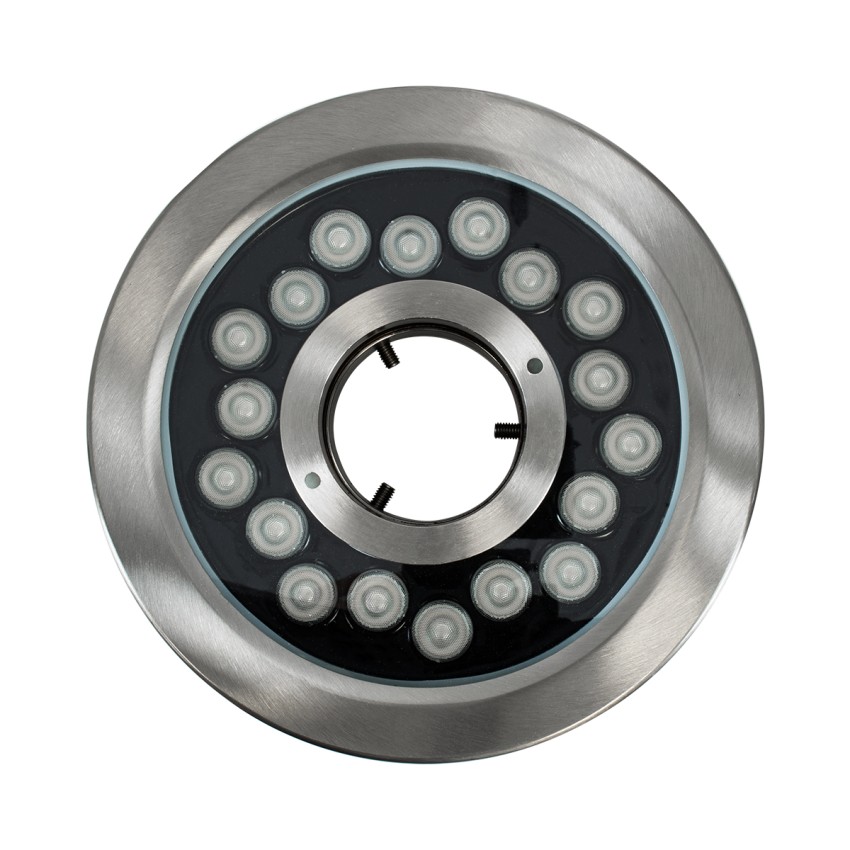 UNDERWATER-DENIS  Υποβρύχιο Χωνευτό Φωτιστικό Σποτ Ειδικό για Σιντριβάνια - Πισίνες - Τζακούζι LED 18W 1530lm 30° DC 24V Αδιάβροχο IP68 Φ21.5 x Υ8cm RGBW DMX512 - Ανοξείδωτο Ατσάλι SS304