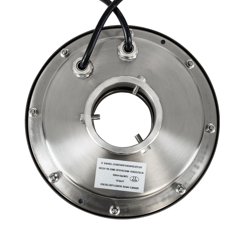 UNDERWATER-DENIS  Υποβρύχιο Χωνευτό Φωτιστικό Σποτ Ειδικό για Σιντριβάνια - Πισίνες - Τζακούζι LED 18W 1530lm 30° DC 24V Αδιάβροχο IP68 Φ21.5 x Υ8cm RGBW DMX512 - Ανοξείδωτο Ατσάλι SS304