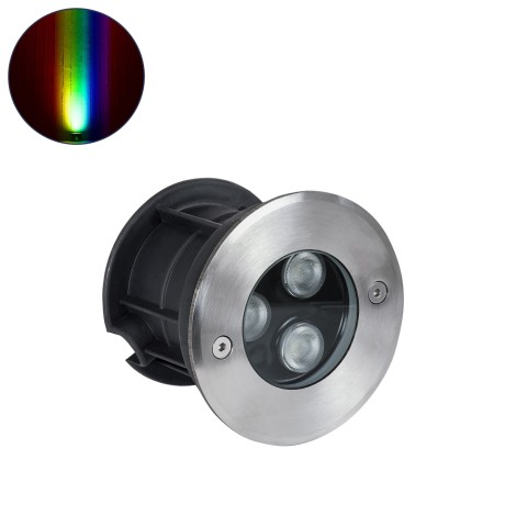 UNDERGROUND-FANI  Χωνευτό Φωτιστικό Σποτ Δαπέδου LED 12W 1020lm 60° DC 24V Αδιάβροχο IP68 Φ10 x Υ7.5cm RGBW DMX512 - Ανοξείδωτο Ατσάλι