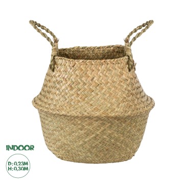 Τεχνητός Κήπος IBIZA  Διακοσμητικό Ψάθινο Καλάθι - Κασπώ Γλάστρα -   Μπεζ Π23cm x Υ30cm