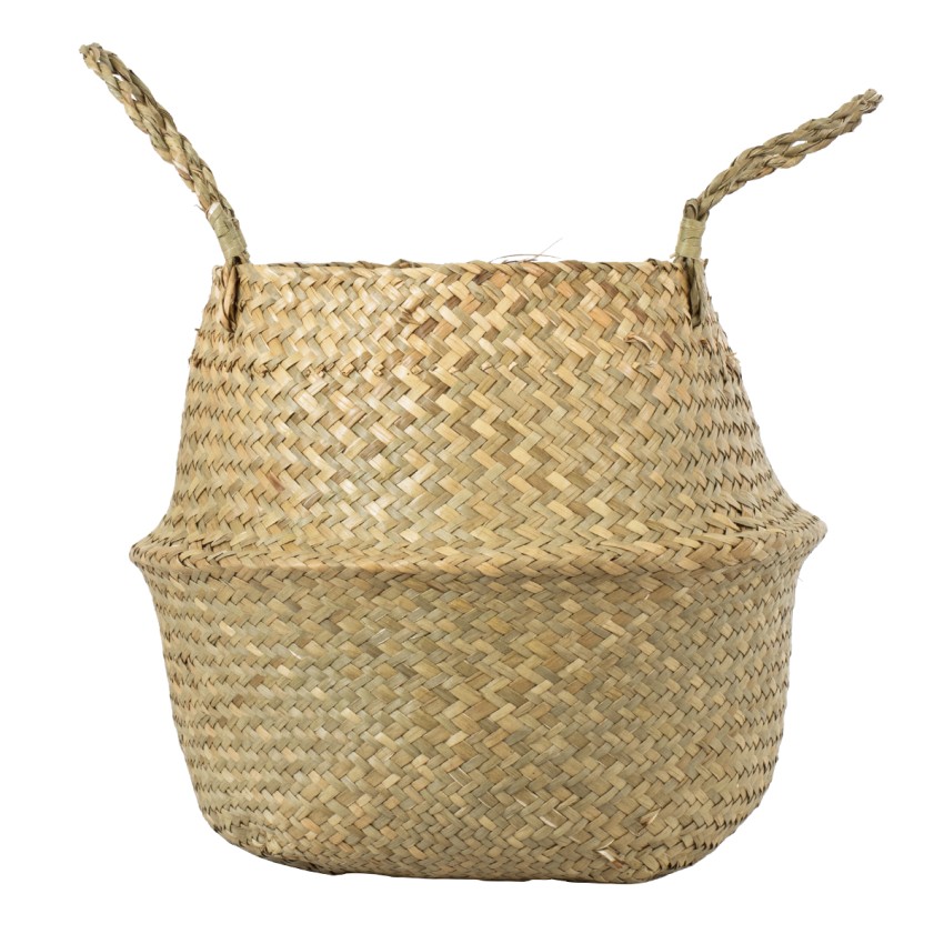 Τεχνητός Κήπος IBIZA  Διακοσμητικό Ψάθινο Καλάθι - Κασπώ Γλάστρα -   Μπεζ Π30cm x Υ35cm
