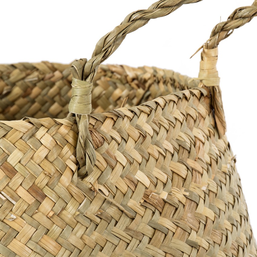 Τεχνητός Κήπος IBIZA  Διακοσμητικό Ψάθινο Καλάθι - Κασπώ Γλάστρα -   Μπεζ Π30cm x Υ35cm