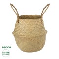 Τεχνητός Κήπος IBIZA  Διακοσμητικό Ψάθινο Καλάθι - Κασπώ Γλάστρα -   Μπεζ Π33cm x Υ40cm