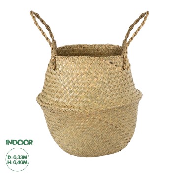 Τεχνητός Κήπος IBIZA  Διακοσμητικό Ψάθινο Καλάθι - Κασπώ Γλάστρα -   Μπεζ Π33cm x Υ40cm