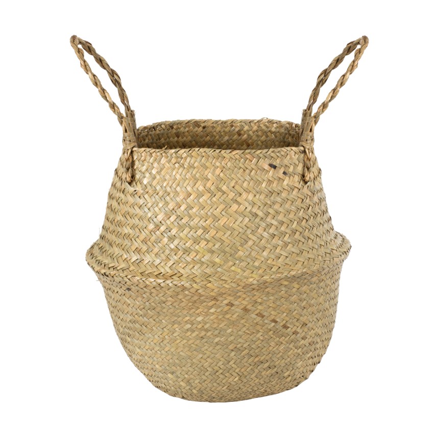 Τεχνητός Κήπος IBIZA  Διακοσμητικό Ψάθινο Καλάθι - Κασπώ Γλάστρα -   Μπεζ Π33cm x Υ40cm