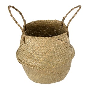 Τεχνητός Κήπος IBIZA  Διακοσμητικό Ψάθινο Καλάθι - Κασπώ Γλάστρα -   Μπεζ Π33cm x Υ40cm
