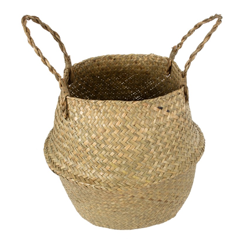 Τεχνητός Κήπος IBIZA  Διακοσμητικό Ψάθινο Καλάθι - Κασπώ Γλάστρα -   Μπεζ Π33cm x Υ40cm