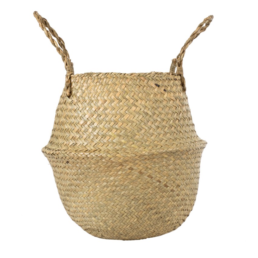 Τεχνητός Κήπος IBIZA  Διακοσμητικό Ψάθινο Καλάθι - Κασπώ Γλάστρα -   Μπεζ Π33cm x Υ40cm