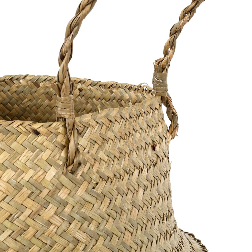 Τεχνητός Κήπος IBIZA  Διακοσμητικό Ψάθινο Καλάθι - Κασπώ Γλάστρα -   Μπεζ Π33cm x Υ40cm