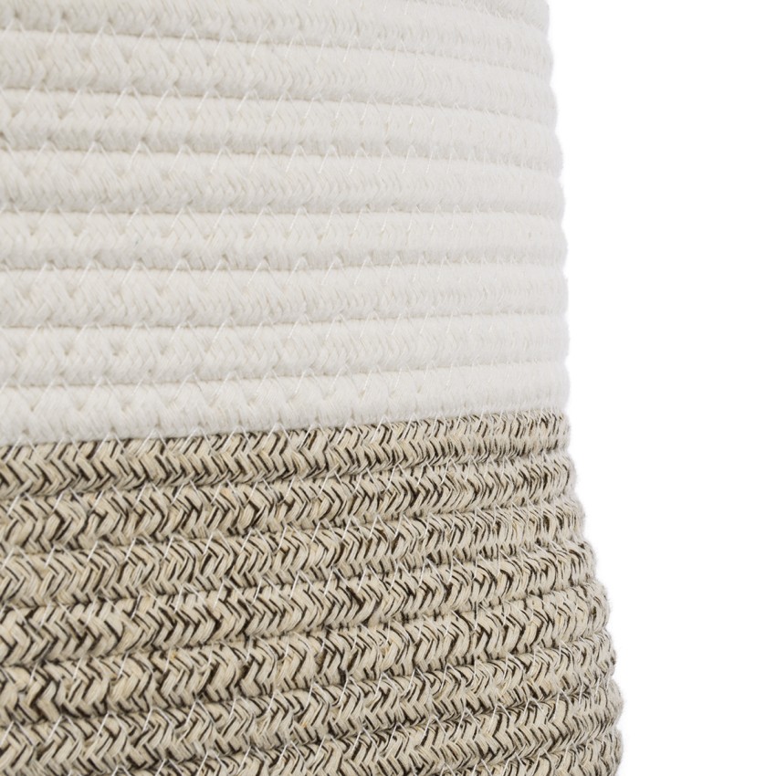 Τεχνητός Κήπος CHALKI  Διακοσμητικό Πλεκτό Καλάθι - Κασπώ Γλάστρα -   Μπεζ Σκούρο με Λευκό Π35cm x Υ40cm