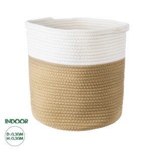 Τεχνητός Κήπος PALAWAN  Διακοσμητικό Πλεκτό Καλάθι - Κασπώ Γλάστρα -   Μπεζ με Λευκό Π30cm x Υ30cm