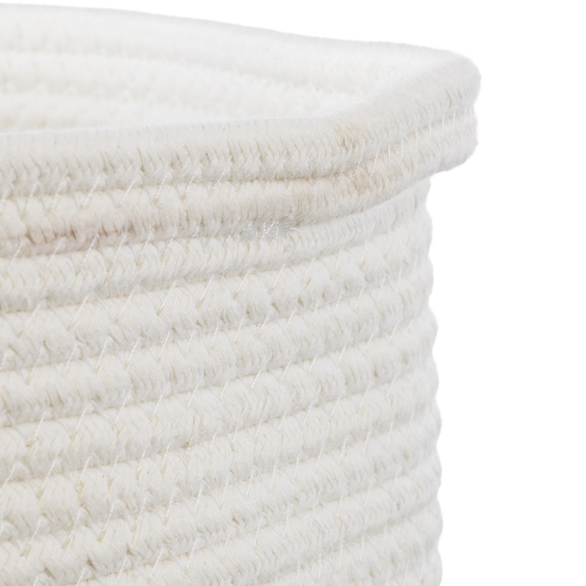 Τεχνητός Κήπος PALAWAN  Διακοσμητικό Πλεκτό Καλάθι - Κασπώ Γλάστρα -   Μπεζ με Λευκό Π30cm x Υ30cm