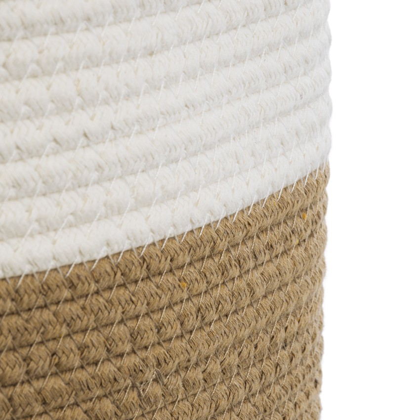 Τεχνητός Κήπος PALAWAN  Διακοσμητικό Πλεκτό Καλάθι - Κασπώ Γλάστρα -   Μπεζ με Λευκό Π30cm x Υ30cm