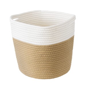 Τεχνητός Κήπος PALAWAN  Διακοσμητικό Πλεκτό Καλάθι - Κασπώ Γλάστρα -   Μπεζ με Λευκό Π25cm x Υ25cm